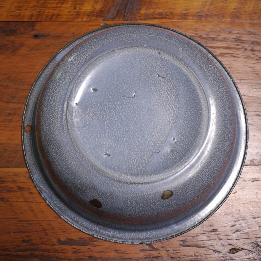 Vtg Rustic Farmhouse Blue Gray Enamelware Graniteware Steel Washing Basin Bowl - Picture 2 of 6